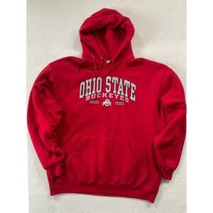 Jerzees Mens XL Hoodie Red Ohio State Buckeyes NuBlend Pullover Sweatshirt